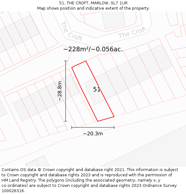 51, THE CROFT, MARLOW, SL7 1UR: Plot and title map