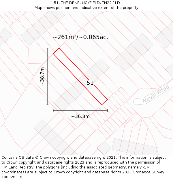 51, THE DENE, UCKFIELD, TN22 1LD: Plot and title map