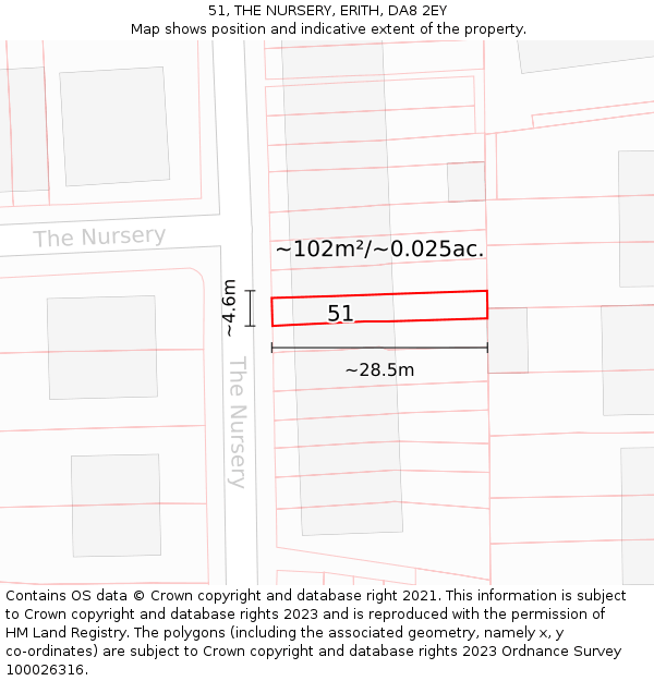 51, THE NURSERY, ERITH, DA8 2EY: Plot and title map