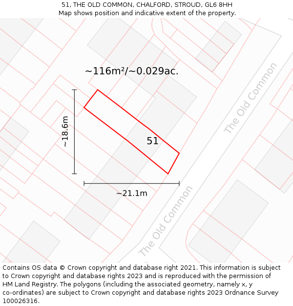 51, THE OLD COMMON, CHALFORD, STROUD, GL6 8HH: Plot and title map
