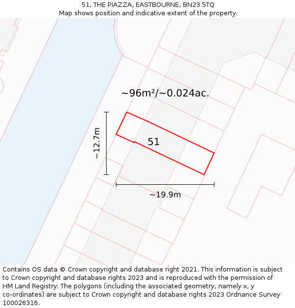 51, THE PIAZZA, EASTBOURNE, BN23 5TQ: Plot and title map