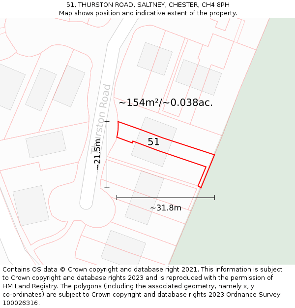 51, THURSTON ROAD, SALTNEY, CHESTER, CH4 8PH: Plot and title map