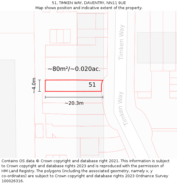 51, TIMKEN WAY, DAVENTRY, NN11 9UE: Plot and title map