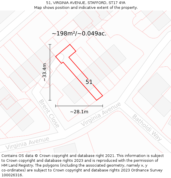 51, VIRGINIA AVENUE, STAFFORD, ST17 4YA: Plot and title map