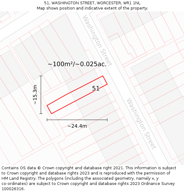 51, WASHINGTON STREET, WORCESTER, WR1 1NL: Plot and title map