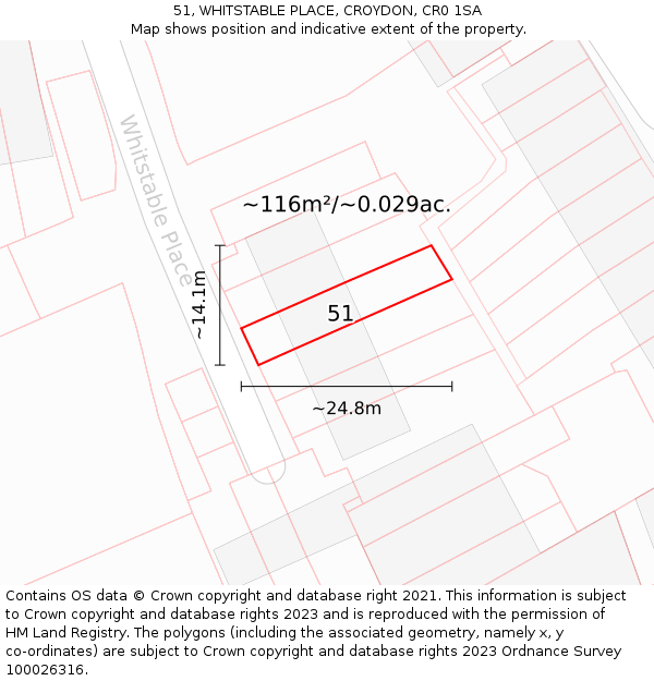 51, WHITSTABLE PLACE, CROYDON, CR0 1SA: Plot and title map