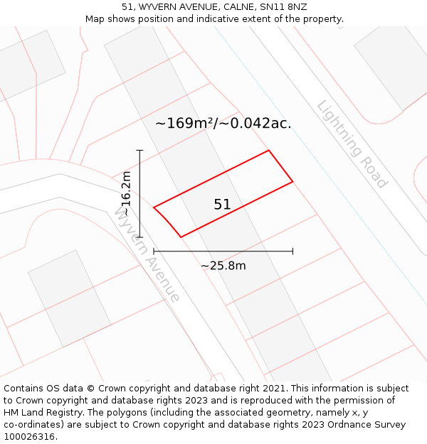 51, WYVERN AVENUE, CALNE, SN11 8NZ: Plot and title map