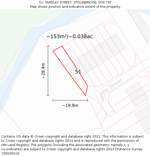 51, YARDLEY STREET, STOURBRIDGE, DY9 7AT: Plot and title map