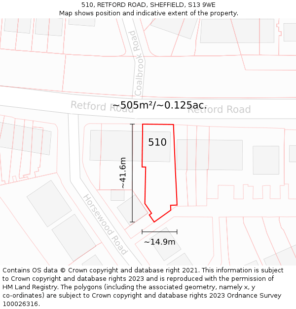 510, RETFORD ROAD, SHEFFIELD, S13 9WE: Plot and title map