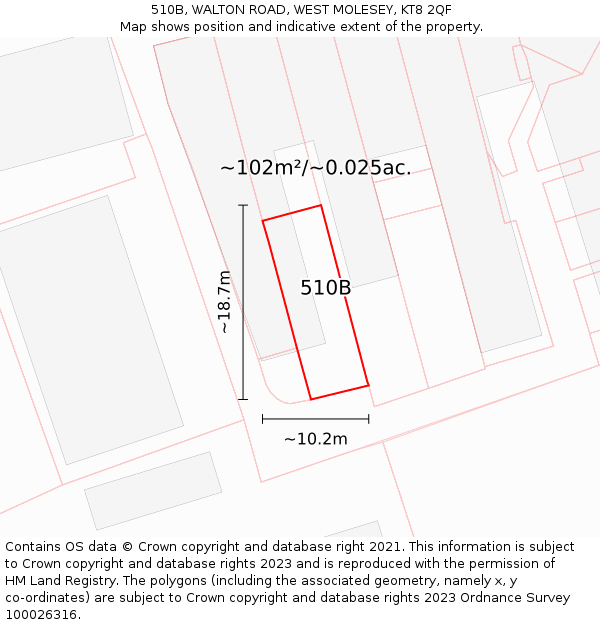 510B, WALTON ROAD, WEST MOLESEY, KT8 2QF: Plot and title map