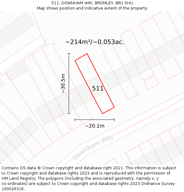 511, DOWNHAM WAY, BROMLEY, BR1 5HU: Plot and title map