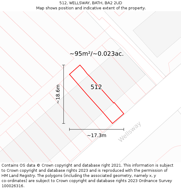 512, WELLSWAY, BATH, BA2 2UD: Plot and title map