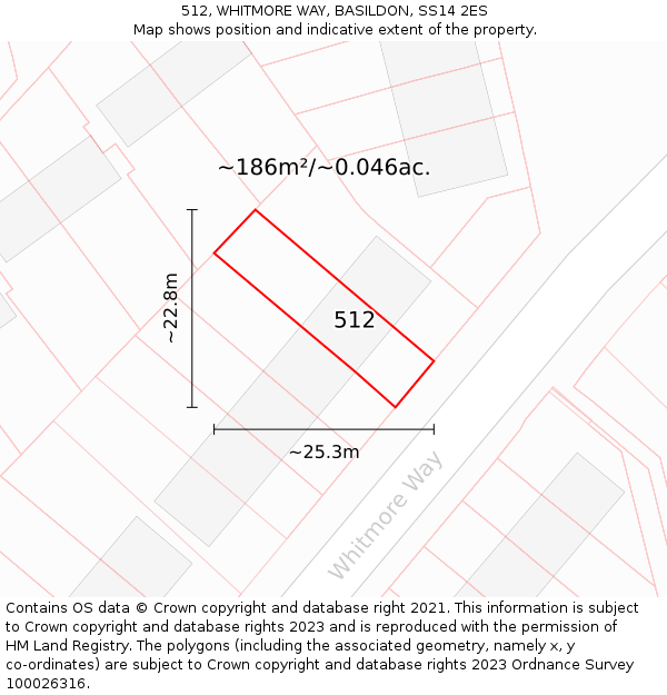 512, WHITMORE WAY, BASILDON, SS14 2ES: Plot and title map