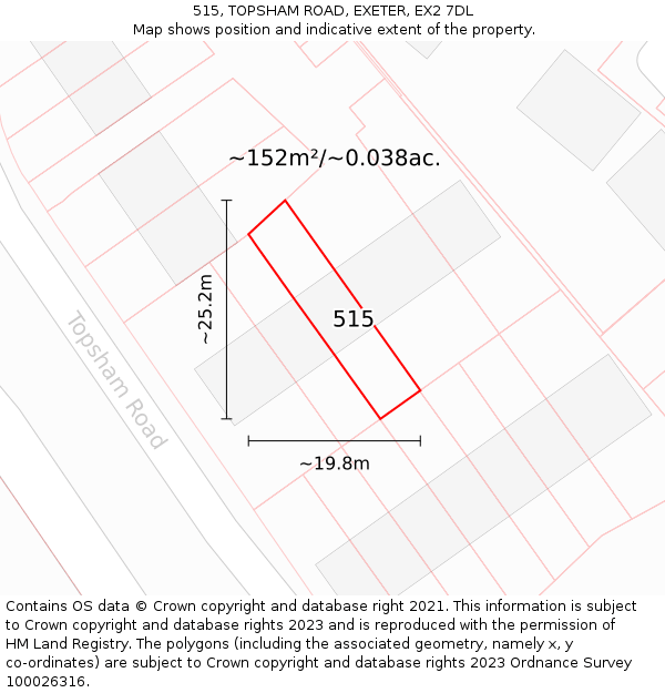 515, TOPSHAM ROAD, EXETER, EX2 7DL: Plot and title map