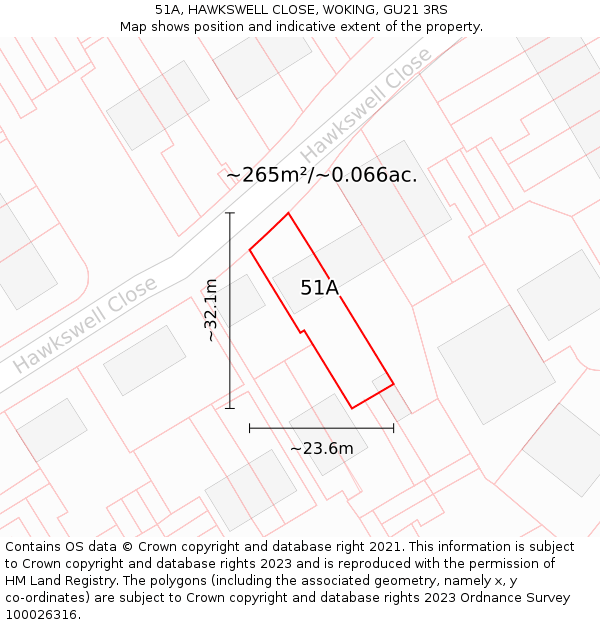 51A, HAWKSWELL CLOSE, WOKING, GU21 3RS: Plot and title map