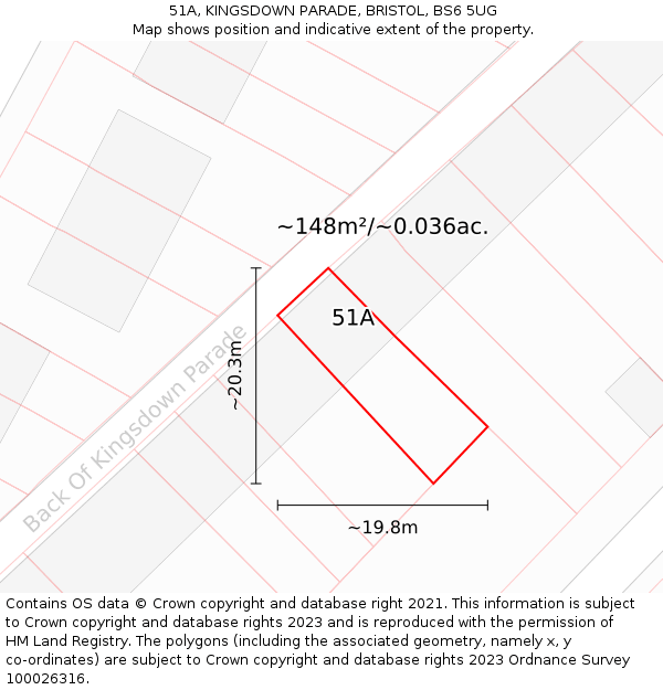 51A, KINGSDOWN PARADE, BRISTOL, BS6 5UG: Plot and title map