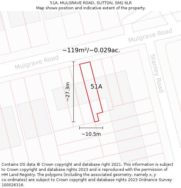 51A, MULGRAVE ROAD, SUTTON, SM2 6LR: Plot and title map