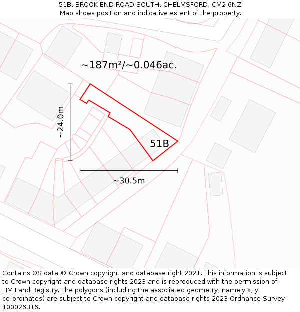 51B, BROOK END ROAD SOUTH, CHELMSFORD, CM2 6NZ: Plot and title map