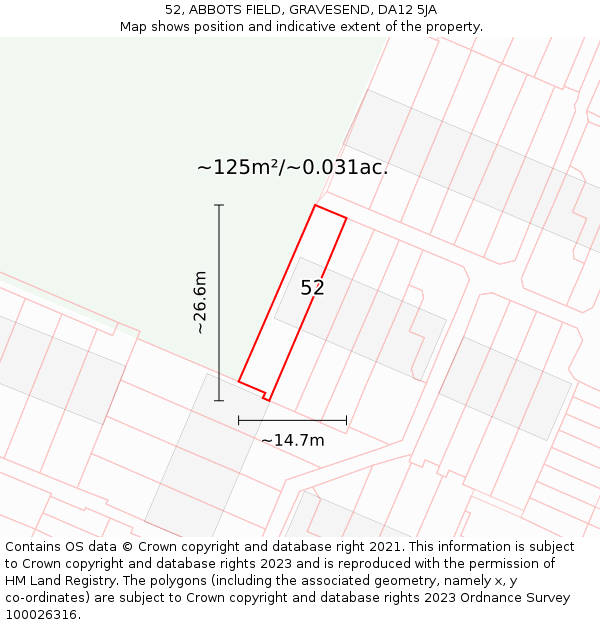 52, ABBOTS FIELD, GRAVESEND, DA12 5JA: Plot and title map