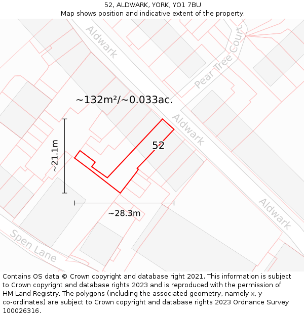 52, ALDWARK, YORK, YO1 7BU: Plot and title map