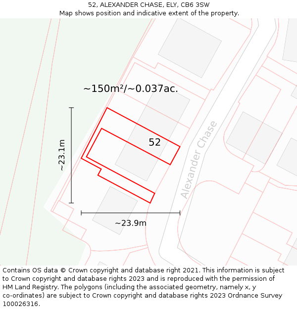 52, ALEXANDER CHASE, ELY, CB6 3SW: Plot and title map