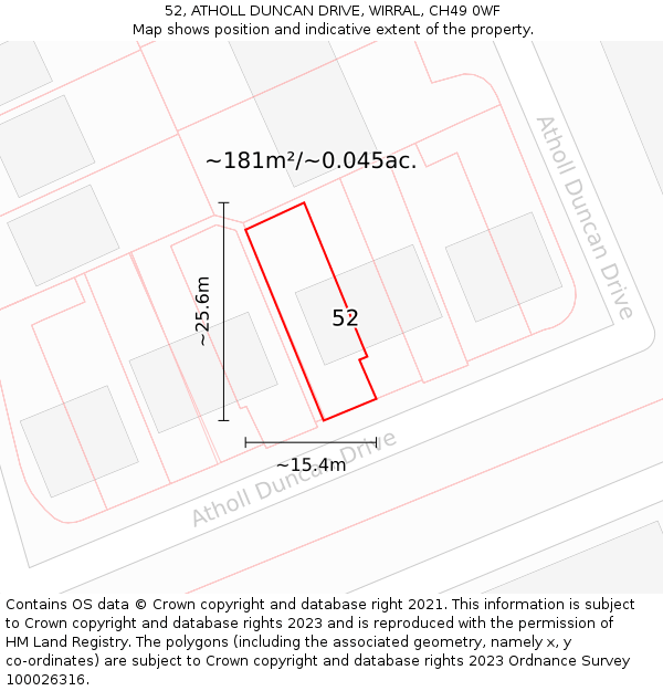 52, ATHOLL DUNCAN DRIVE, WIRRAL, CH49 0WF: Plot and title map