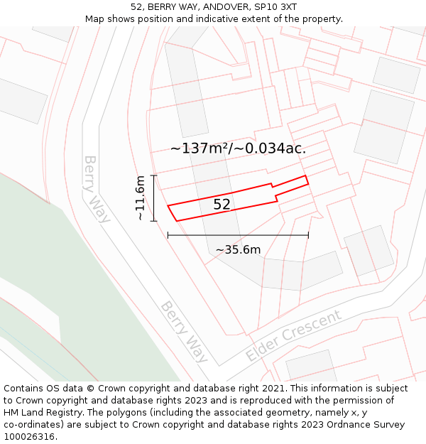 52, BERRY WAY, ANDOVER, SP10 3XT: Plot and title map