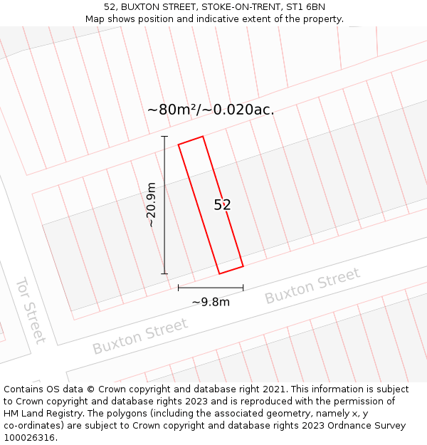 52, BUXTON STREET, STOKE-ON-TRENT, ST1 6BN: Plot and title map