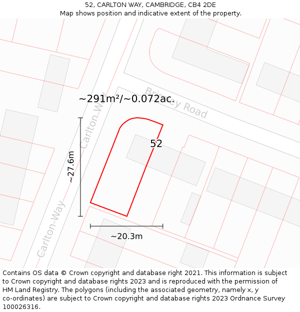 52, CARLTON WAY, CAMBRIDGE, CB4 2DE: Plot and title map