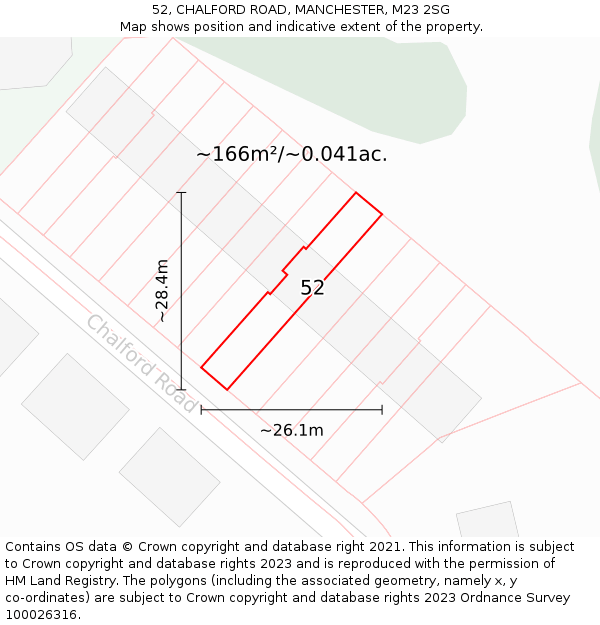 52, CHALFORD ROAD, MANCHESTER, M23 2SG: Plot and title map