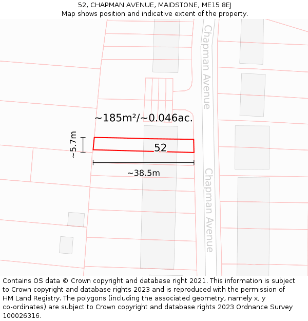 52, CHAPMAN AVENUE, MAIDSTONE, ME15 8EJ: Plot and title map