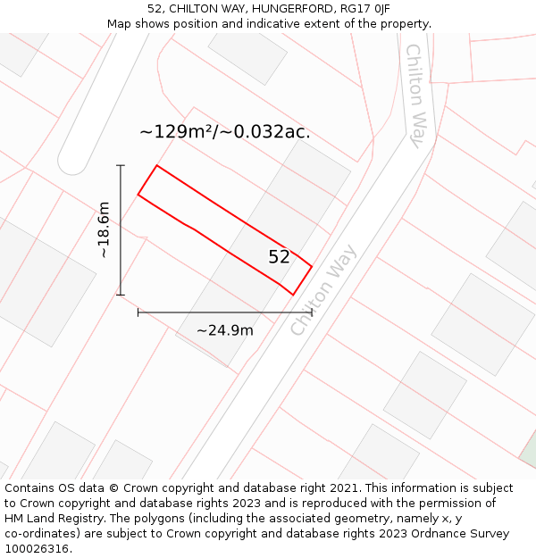 52, CHILTON WAY, HUNGERFORD, RG17 0JF: Plot and title map