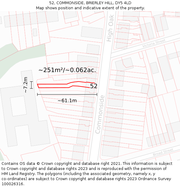 52, COMMONSIDE, BRIERLEY HILL, DY5 4LD: Plot and title map