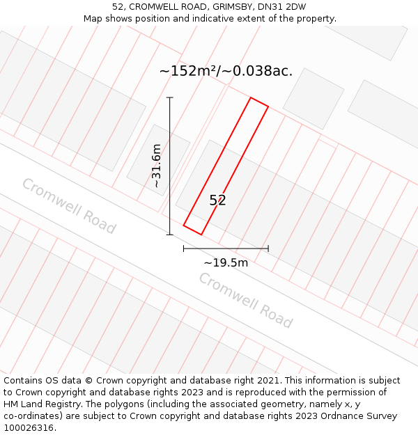 52, CROMWELL ROAD, GRIMSBY, DN31 2DW: Plot and title map