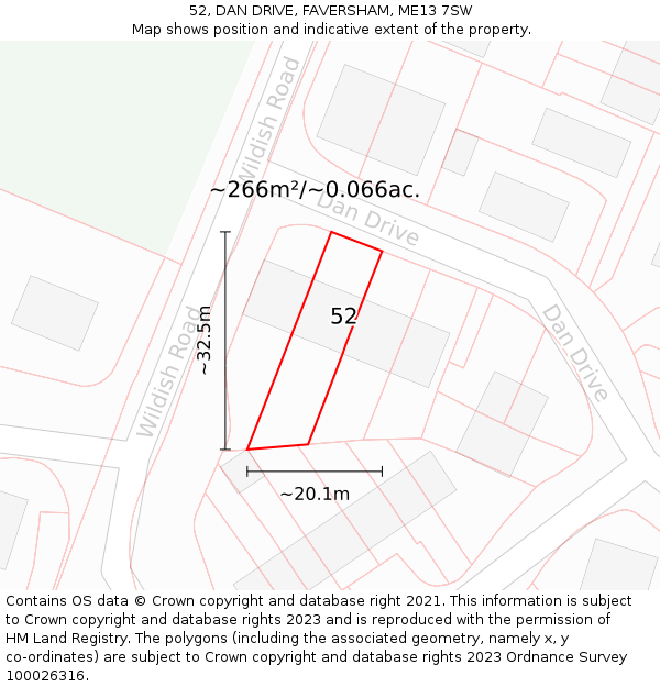 52, DAN DRIVE, FAVERSHAM, ME13 7SW: Plot and title map