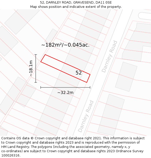 52, DARNLEY ROAD, GRAVESEND, DA11 0SE: Plot and title map