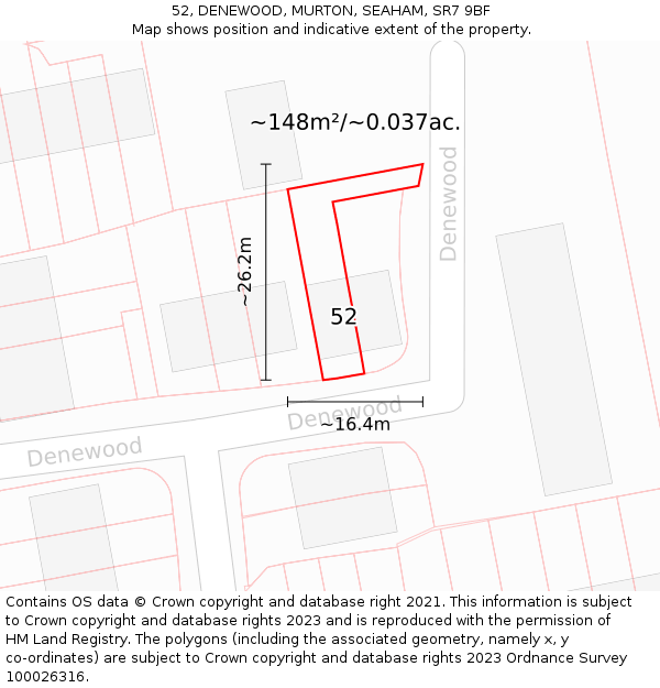 52, DENEWOOD, MURTON, SEAHAM, SR7 9BF: Plot and title map