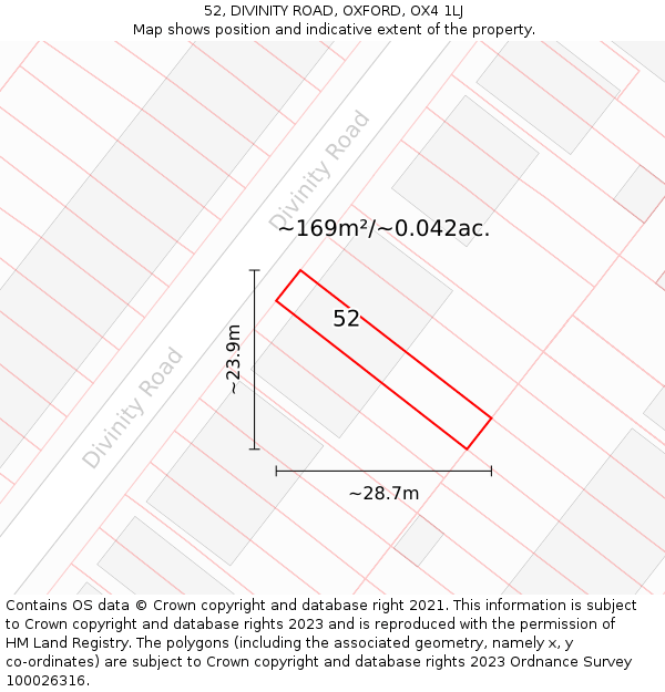 52, DIVINITY ROAD, OXFORD, OX4 1LJ: Plot and title map