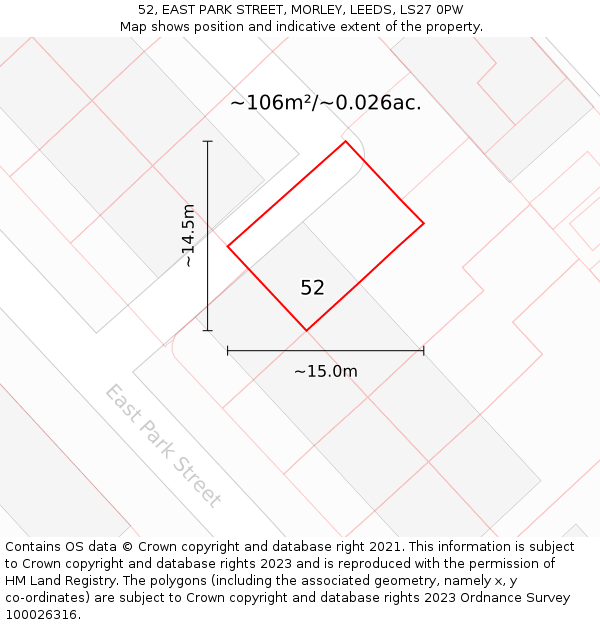 52, EAST PARK STREET, MORLEY, LEEDS, LS27 0PW: Plot and title map