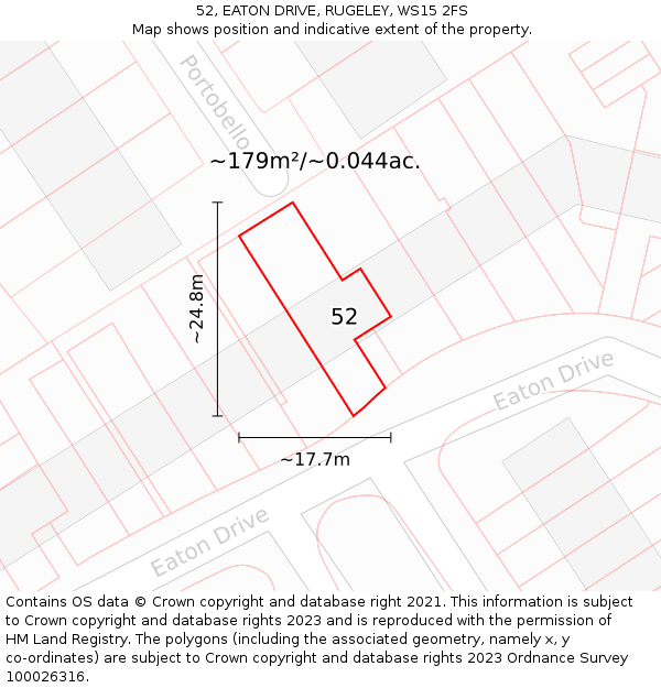 52, EATON DRIVE, RUGELEY, WS15 2FS: Plot and title map