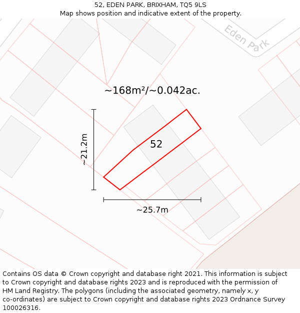 52, EDEN PARK, BRIXHAM, TQ5 9LS: Plot and title map