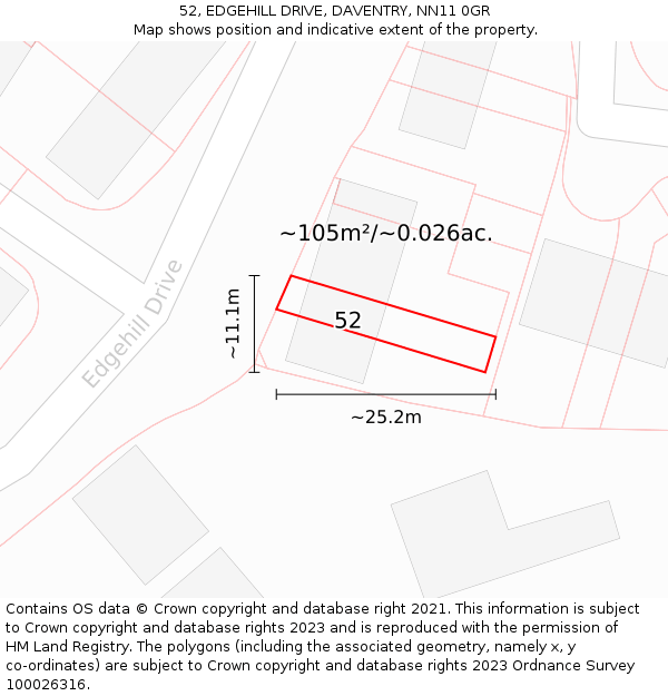 52, EDGEHILL DRIVE, DAVENTRY, NN11 0GR: Plot and title map