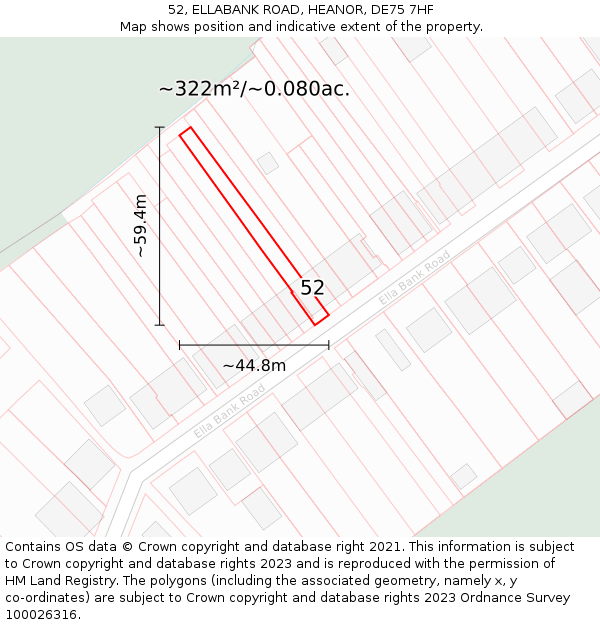 52, ELLABANK ROAD, HEANOR, DE75 7HF: Plot and title map