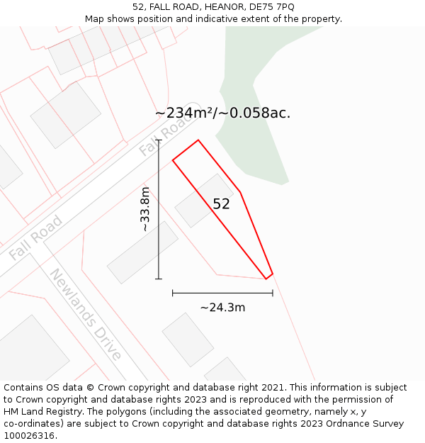 52, FALL ROAD, HEANOR, DE75 7PQ: Plot and title map