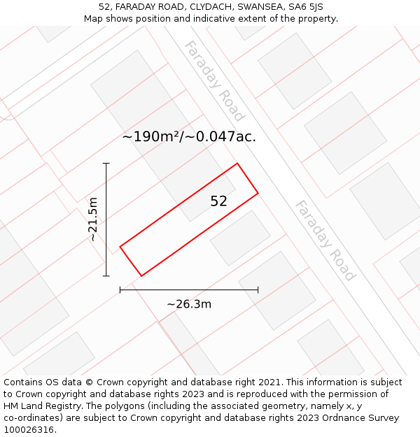 52, FARADAY ROAD, CLYDACH, SWANSEA, SA6 5JS: Plot and title map