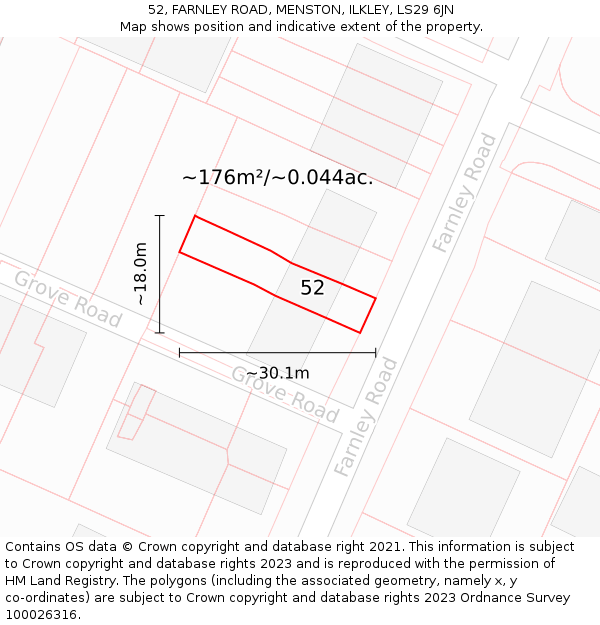 52, FARNLEY ROAD, MENSTON, ILKLEY, LS29 6JN: Plot and title map