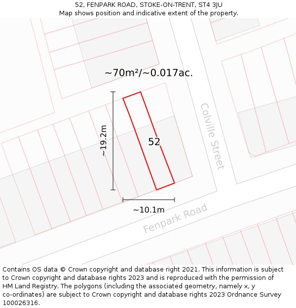 52, FENPARK ROAD, STOKE-ON-TRENT, ST4 3JU: Plot and title map