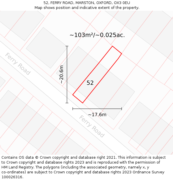 52, FERRY ROAD, MARSTON, OXFORD, OX3 0EU: Plot and title map