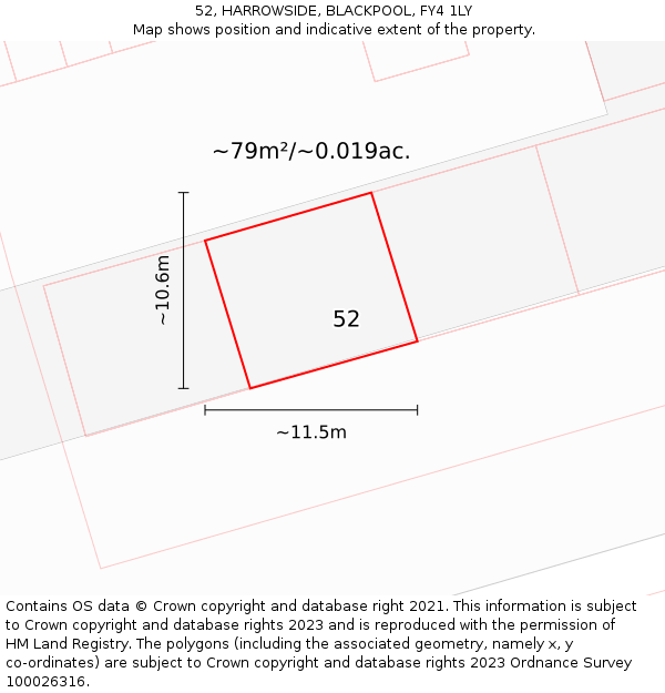 52, HARROWSIDE, BLACKPOOL, FY4 1LY: Plot and title map