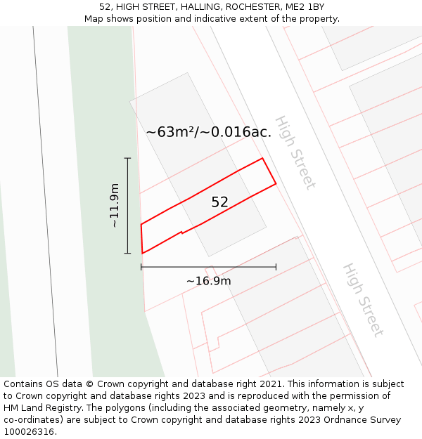 52, HIGH STREET, HALLING, ROCHESTER, ME2 1BY: Plot and title map